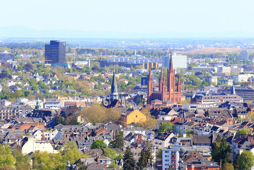 Wiesbaden, Deutschland, Blick vom Neroberg auf Wiesbaden