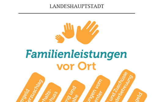 Ein Flyer mit der Angabe, welche Leistungen in der Beratung zu den Familienleistungen vor Ort inkludiert sind