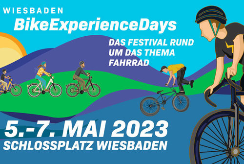 Wiesbaden Bike Experience Days: Plakat mit unterschiedlichen Radfahrer-innen.