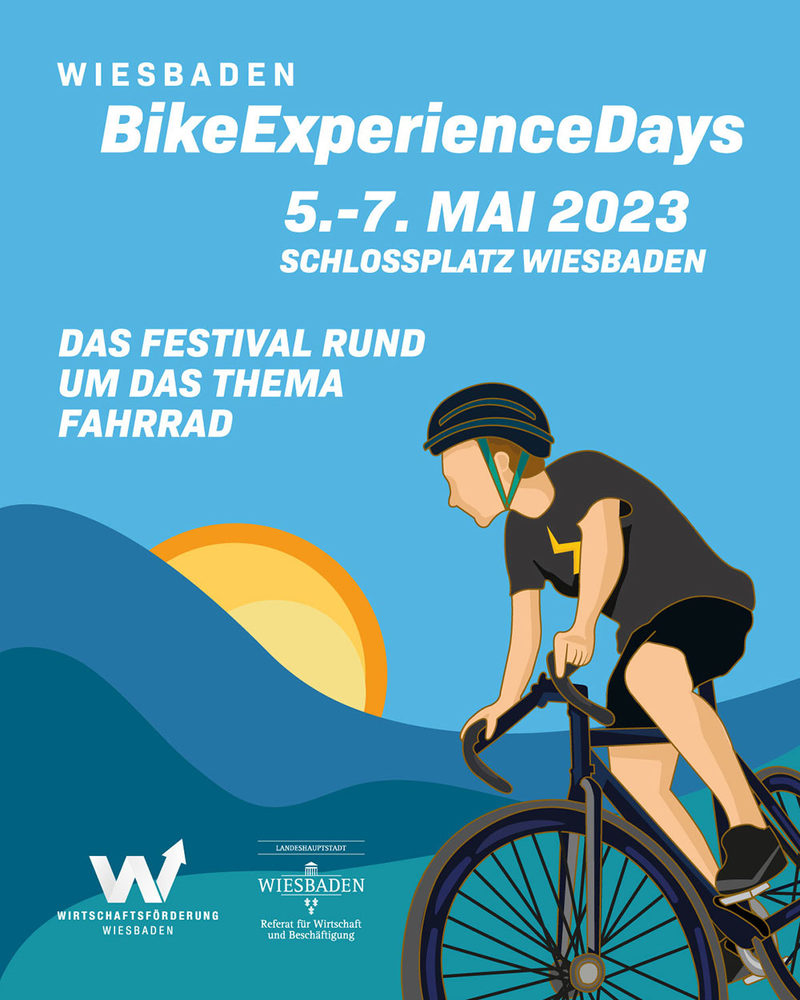 Wiesbaden Bike Experience Days: Plakat mit unterschiedlichen Radfahrer-innen.